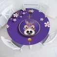 thumbnail image 1 of Ambesonne Emoji Fitted Round Tablecloth, Funny Panda with Rabbit Hat, 40"- 44" Diameter, Blue Violet and Pink, 1 of 1
