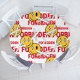 thumbnail image 1 of Ambesonne Emoji Fitted Round Tablecloth, Glitch Style Forbidden Word, 40"- 44" Diameter, Vermilion Mustard and White, 1 of 5
