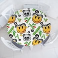 thumbnail image 1 of Ambesonne Emoji Fitted Round Tablecloth, Panda and Exotic Branches, 36"- 40" Diameter, Lime Green Grey Orange, 1 of 5