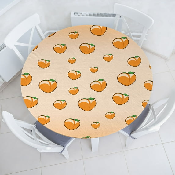 Ambesonne Emoji Fitted Round Tablecloth, Simple Modern Apricot Pattern, 36"- 40" Diameter, Marigold Peach