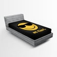 thumbnail image 1 of Ambesonne Emoji Fitted Sheet, Be Cool Smiling Face Artwork, Twin XL Size, Charcoal Grey Mustard, 1 of 3
