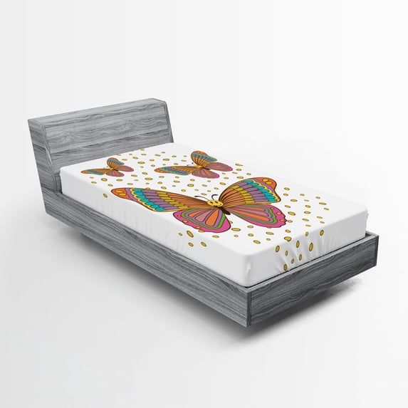 Ambesonne Emoji Fitted Sheet, Boho Composition Funny Faces, Twin XL Size, White Multicolor