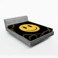 thumbnail image 1 of Ambesonne Emoji Fitted Sheet, Classic Smiling Face Grids, King Size, Black Mustard, 1 of 3