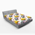thumbnail image 1 of Ambesonne Emoji Fitted Sheet, Colorful Stars Soccer Balls, California King, Mustard and Multicolor, 1 of 3