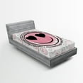 thumbnail image 1 of Ambesonne Emoji Fitted Sheet, Funny Face Pink Power Writing, Twin Size, Off White Pale Pink Black, 1 of 3