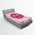 thumbnail image 1 of Ambesonne Emoji Fitted Sheet, Grunge Starry Eye Funny Face, Twin Size, Magenta Pale Pink White, 1 of 3