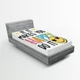 thumbnail image 1 of Ambesonne Emoji Fitted Sheet, If It Makes You Happy Do It, Twin Size, White Mustard Multicolor, 1 of 3