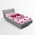thumbnail image 1 of Ambesonne Emoji Fitted Sheet, Lover Smiling Face Hearts, Twin Size, Soft Pink Magenta and Black, 1 of 3