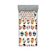 thumbnail image 1 of Ambesonne Emoji Fitted Sheet & Pillow Sham Set, Country Flags Cheery Faces, Twinxl, White and Multicolor, 1 of 2