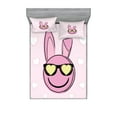 thumbnail image 1 of Ambesonne Emoji Fitted Sheet & Pillow Sham Set, Easter Lover Bunny Character, Queen, Pale Rose Soft Pink White, 1 of 2