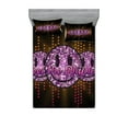 thumbnail image 1 of Ambesonne Emoji Fitted Sheet & Pillow Sham Set, Feel the Rhythm Disco Faces, Queen, Purple Pink Fawn, 1 of 2