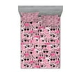 thumbnail image 1 of Ambesonne Emoji Fitted Sheet & Pillow Sham Set, Funny Faces Starry Heart Eye, Full, Pale Pink Hot Pink and Black, 1 of 2