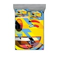 thumbnail image 1 of Ambesonne Emoji Fitted Sheet & Pillow Sham Set, Futurist Happy Character Art, Full, Sky Blue and Mustard, 1 of 2