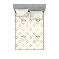 thumbnail image 1 of Ambesonne Emoji Fitted Sheet & Pillow Sham Set, Minimalist Floral Faces Art, Calking, Eggshell Dark Mustard, 1 of 2
