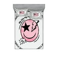 thumbnail image 1 of Ambesonne Emoji Fitted Sheet & Pillow Sham Set, My Life My Rules Pink Fun, Full, Coconut Pale Pink Black, 1 of 2