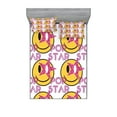 thumbnail image 1 of Ambesonne Emoji Fitted Sheet & Pillow Sham Set, Pop Star Disco Diva Stars, Calking, Pink Purple and Mustard, 1 of 2