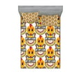 thumbnail image 1 of Ambesonne Emoji Fitted Sheet & Pillow Sham Set, Scowling Rooster Soccer Motif, Full, Orange Red Blue, 1 of 2