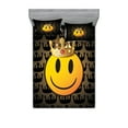 thumbnail image 1 of Ambesonne Emoji Fitted Sheet & Pillow Sham Set, Simple and Classic Smiling, Full, Black Mustard Sepia, 1 of 2