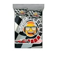 thumbnail image 1 of Ambesonne Emoji Fitted Sheet & Pillow Sham Set, Speed Lettering Car Racer, Calking, Red Grey and Marigold, 1 of 2