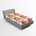 thumbnail image 1 of Ambesonne Emoji Fitted Sheet, Pop Star Disco Diva Stars, Twin XL Size, Pink Purple and Mustard, 1 of 3