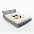 thumbnail image 1 of Ambesonne Emoji Fitted Sheet, Simple Happy Face on Spots, California King, Off White Beige Black, 1 of 3
