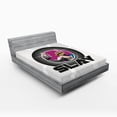 thumbnail image 1 of Ambesonne Emoji Fitted Sheet, Slay Taking a Selfie Modern, Full Size, Pale Grey Black and Magenta, 1 of 3
