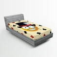 thumbnail image 1 of Ambesonne Emoji Fitted Sheet, Smiling Hatter Character Art, Twin Size, Cream Ruby and Black, 1 of 3