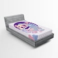 thumbnail image 1 of Ambesonne Emoji Fitted Sheet, Tropic Pastel Blooms Leaves, Twin Size, Ceil Blue Blush and Purple, 1 of 3
