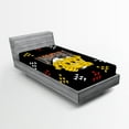 thumbnail image 1 of Ambesonne Emoji Fitted Sheet, Unbeatable Soccer Fan Motif, Twin Size, Black Vermilion Yellow, 1 of 3