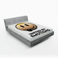 thumbnail image 1 of Ambesonne Emoji Fitted Sheet, United By Emotions Writing, King Size, White Black Mustard, 1 of 3
