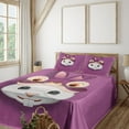 thumbnail image 1 of Ambesonne Emoji Fitted & Top Sheet Set with Sham, Bunny in a Rabbit Hat Funny, Dark Magenta Beige, 1 of 5