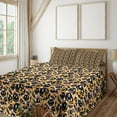 thumbnail image 1 of Ambesonne Emoji Fitted & Top Sheet Set with Sham, Retro Plaid Bolts and Faces, Orange White and Black, 1 of 5