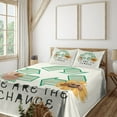 thumbnail image 1 of Ambesonne Emoji Fitted & Top Sheet Set with Sham, We Are the Change Saying Art, Pale Green Mustard Blush, 1 of 5