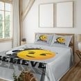thumbnail image 1 of Ambesonne Emoji Fitted & Top Sheet Set with Shams, Believe Wording and Soccer, Grey and Pale Orange, 1 of 5