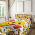 thumbnail image 1 of Ambesonne Emoji Fitted & Top Sheet Set with Shams, Colorful Love Round Faces Art, White Mustard Multicolor, 1 of 5