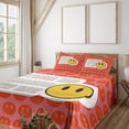thumbnail image 1 of Ambesonne Emoji Fitted & Top Sheet Set with Shams, Kind of Basic to Me Writing, Vermilion White Mustard, 1 of 5