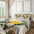 thumbnail image 1 of Ambesonne Emoji Fitted & Top Sheet Set with Shams, Tropical Calm Hawaiian Leaf, Reseda Green Yellow and Blush, 1 of 5