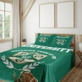 thumbnail image 1 of Ambesonne Emoji Fitted & Top Sheet Set with Shams, University Team of Poo Joke, Jade Green Emerald White, 1 of 5