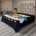 thumbnail image 1 of Ambesonne Emoji Flat Sheet, Aviation Smiling Funny Face, Full Size, Dark Indigo Mustard Blue, 1 of 1