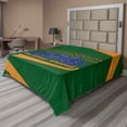 thumbnail image 1 of Ambesonne Emoji Flat Sheet, Cheerleader Character Sports, King Size, Emerald Apricot and Ceil Blue, 1 of 1