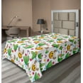 thumbnail image 1 of Ambesonne Emoji Flat Sheet, Ethnic Llama Cactus Pattern, TwinXL Size, Green Pink and Eggshell, 1 of 1