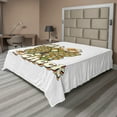 thumbnail image 1 of Ambesonne Emoji Flat Sheet, Modern Hippie Funky Faces Art, Queen Size, White Olive Green Cream, 1 of 1
