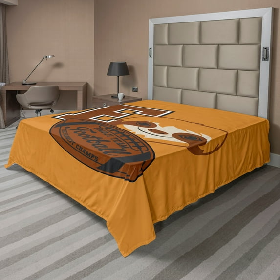 Ambesonne Emoji Flat Sheet, Sloth Classic Collage Print, King Size, Apricot and Chocolate