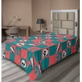 thumbnail image 1 of Ambesonne Emoji Flat Sheet, Tough Panda Retro Radio Tape, Twin Size, Coral and Teal, 1 of 1