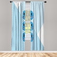 thumbnail image 1 of Ambesonne Emoji Funny Curtains, Mad Faces Stripes Back, Pair of 28"x63", Pale Sky Blue White, 1 of 2