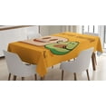 thumbnail image 1 of Ambesonne Emoji Funny Tablecloth Rectangular Table Cover, Avocado and Toast Print, 60"x84", Apricot Pale Green Umber, 1 of 4