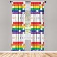 thumbnail image 1 of Ambesonne Emoji Pride Curtains, Simple Rainbow Stripes, Pair of 28"x84", White and Multicolor, 1 of 2