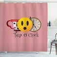 thumbnail image 1 of Ambesonne Emoji Shower Curtain, Alice Themed Tea O' Clock, 69"Wx84"L, Dried Rose Pale Orange, 1 of 3