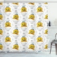 Ambesonne Emoji Shower Curtain, Damask Floral Cheery Face Art, 69"Wx84
