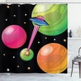 thumbnail image 1 of Ambesonne Emoji Shower Curtain, Funny Outer Space UFO Planets, 69"Wx70"L, Black Lime Green Hot Pink, 1 of 3